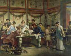 A Roman Feast by Roberto Bompiani (late 19th century). via Wikimedia Commons